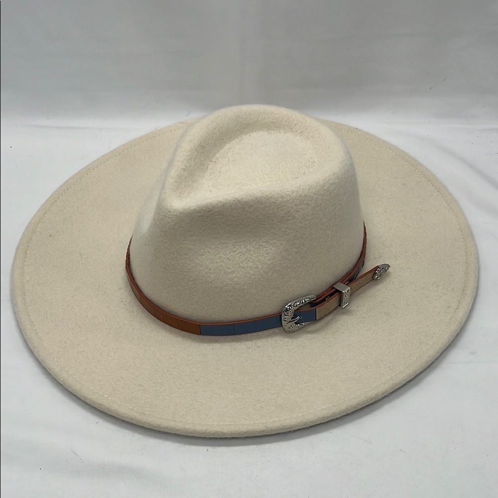 Cream Wide Brim Madden NYC Cowboy Hat with Buckle